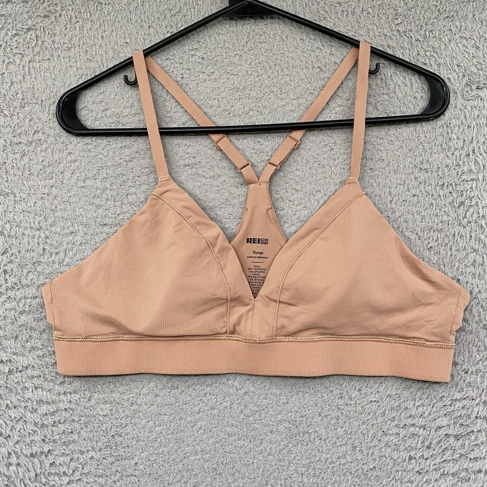 REI Active Pursuits Bralette Womens XL Beige V-Neck Racerback Yoga Workout